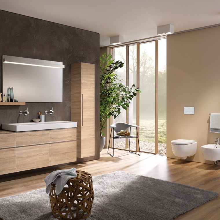 Geberit iCon vannituba WC-poti, bidee, valamu ja vannitoamööbliga Geberit iCon vannituba WC-poti, bidee, valamu ja vannitoamööbliga