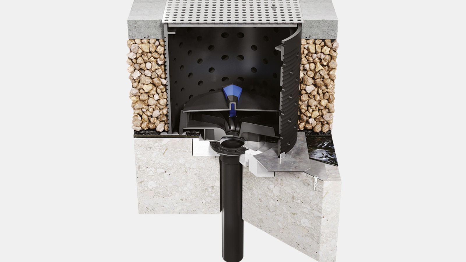 Geberit Pluvia paigaldatud koos „käidava“ komplektiga