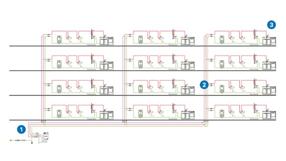 Süsteemide võrdlus neljal korrusel asuva 12 korteriga maja näitel