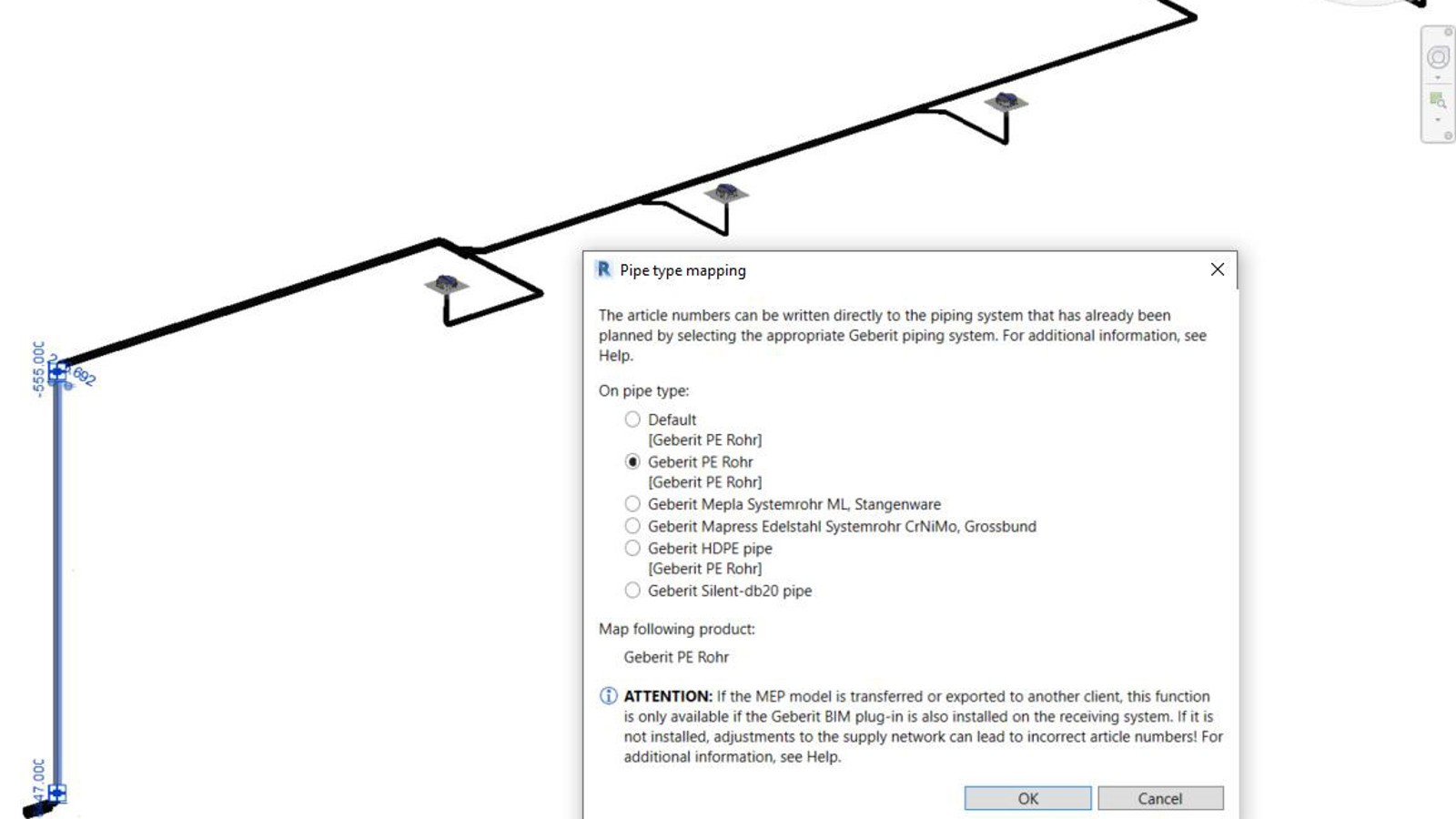 Valitud süsteemitoru tootenumbri salvestamine Geberit BIM Plug-inis Valitud süsteemitoru tootenumbri salvestamine Geberit BIM Plug-inis