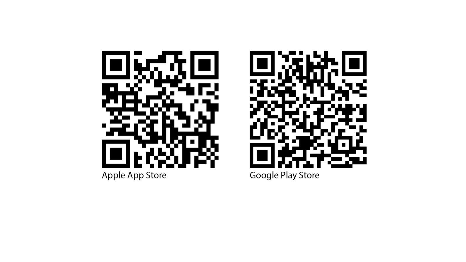 Apple’i ja Androidi Geberit Controli rakenduse QR-koodid