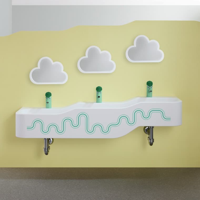 Geberit Bambini mängu- ja pesuala metsarohelises ja helerohelises toonis Geberit Bambini mängu- ja pesuala metsarohelises ja helerohelises toonis