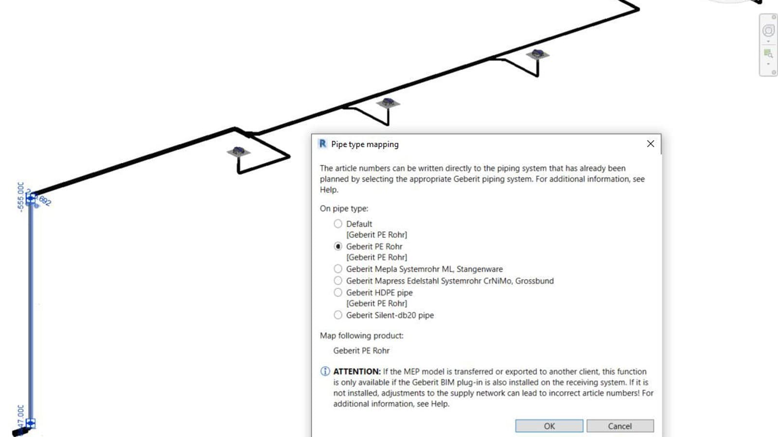 Valitud süsteemitoru tootenumbri salvestamine Geberit BIM Plug-inis Valitud süsteemitoru tootenumbri salvestamine Geberit BIM Plug-inis