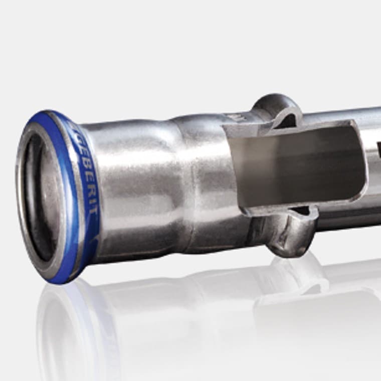 Geberit Mapressi roostevabast terasest süsteemitoru ja muhvi ristlõige Geberit Mapressi roostevabast terasest süsteemitoru ja muhvi ristlõige